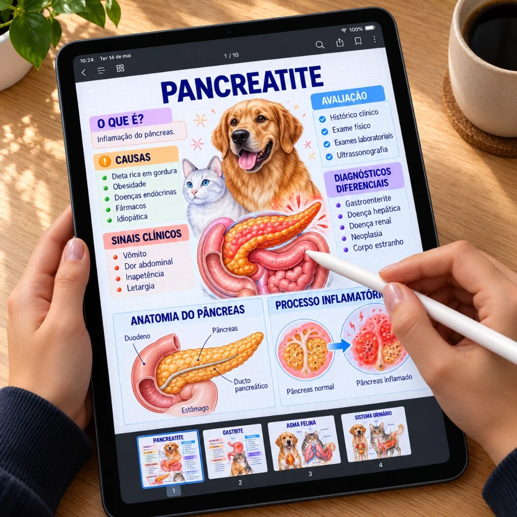 Mapa visual sendo estudado em tablet iPad com caneta stylus